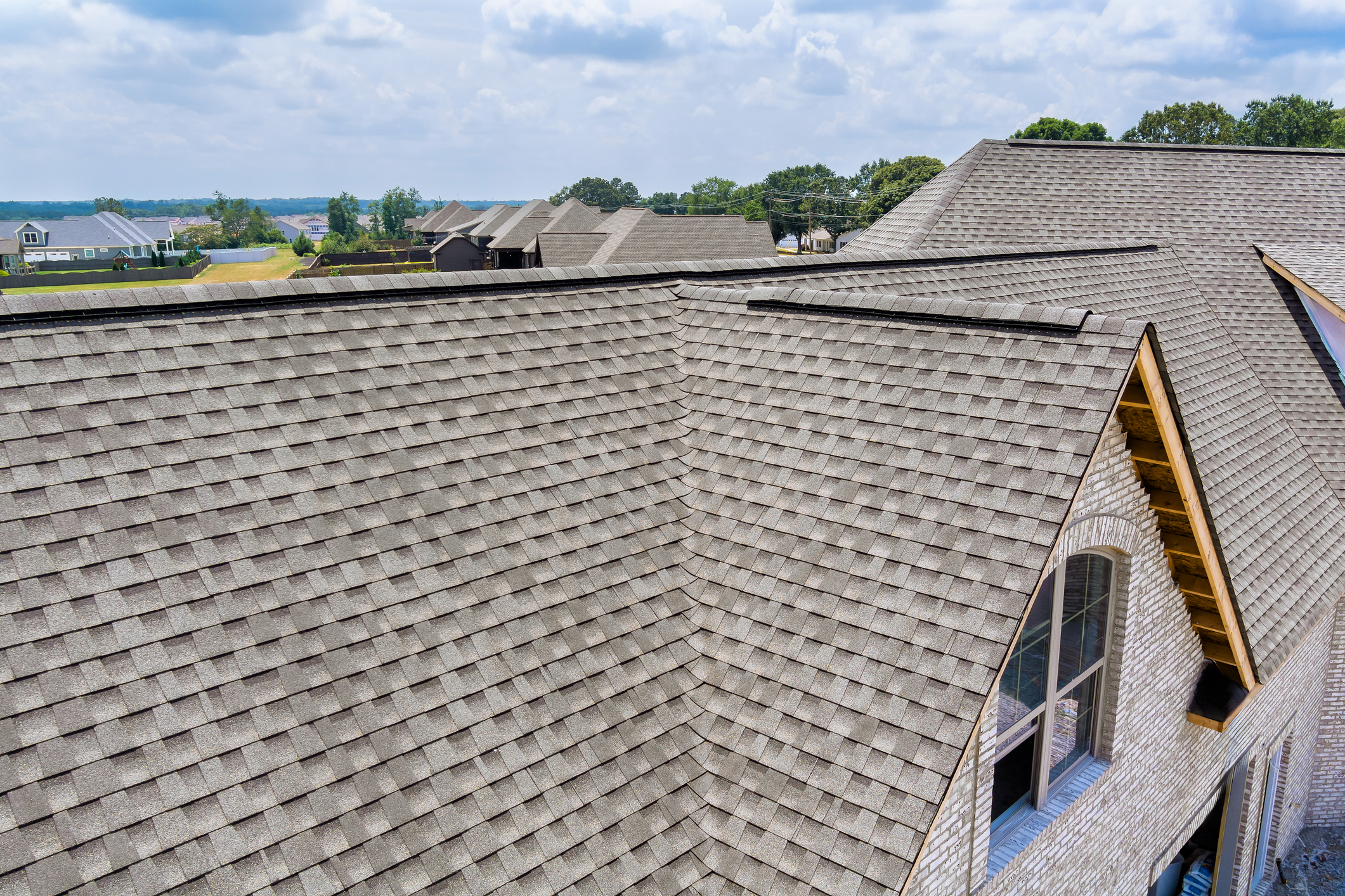Completed roofing surface