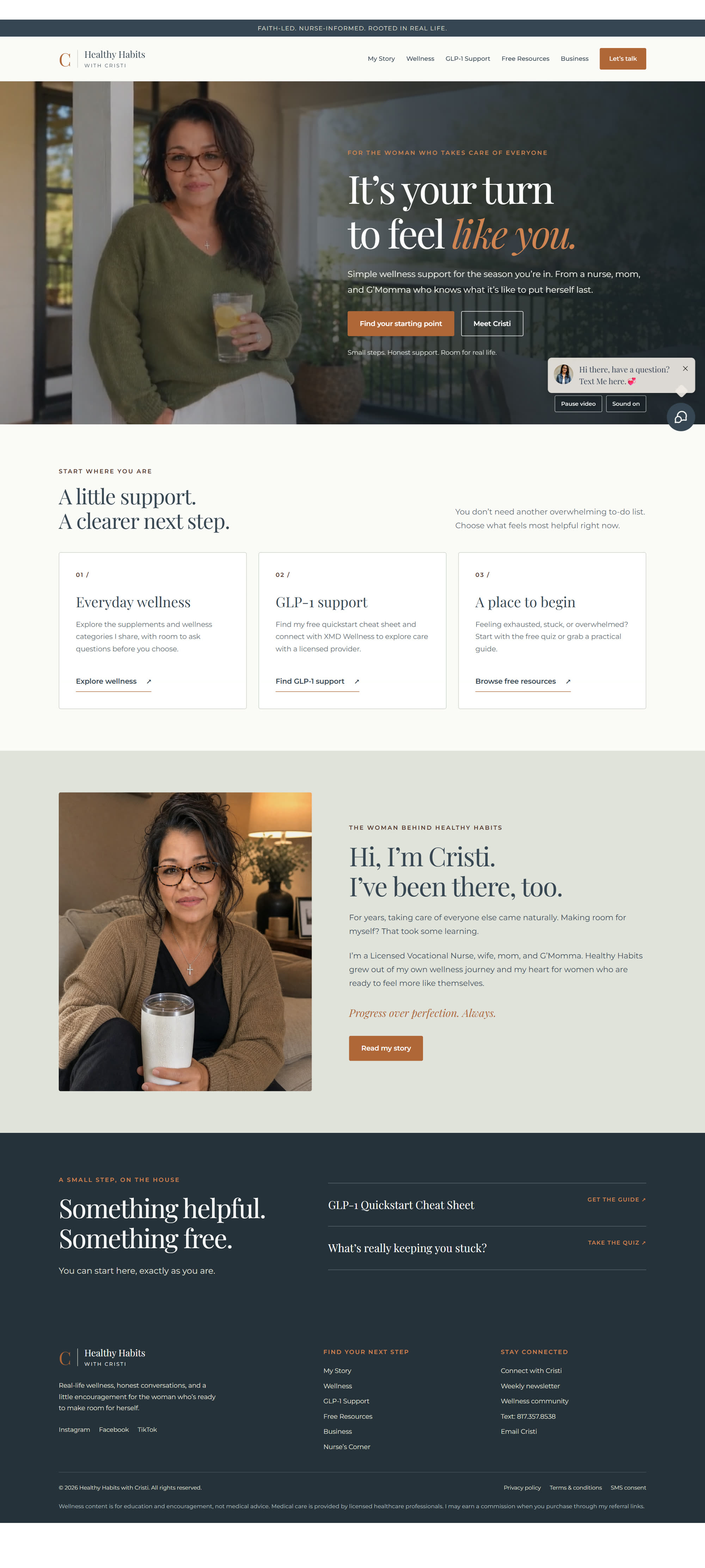 The Healthy Habits with Cristi website, designed and built by Cristi