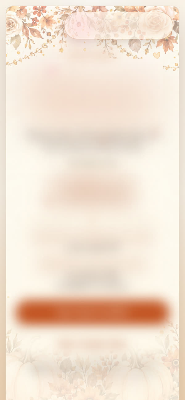 Interactive fall baby shower RSVP invite, details blurred