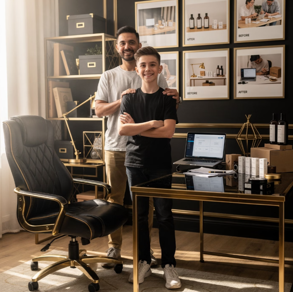 Parent and child building independence together