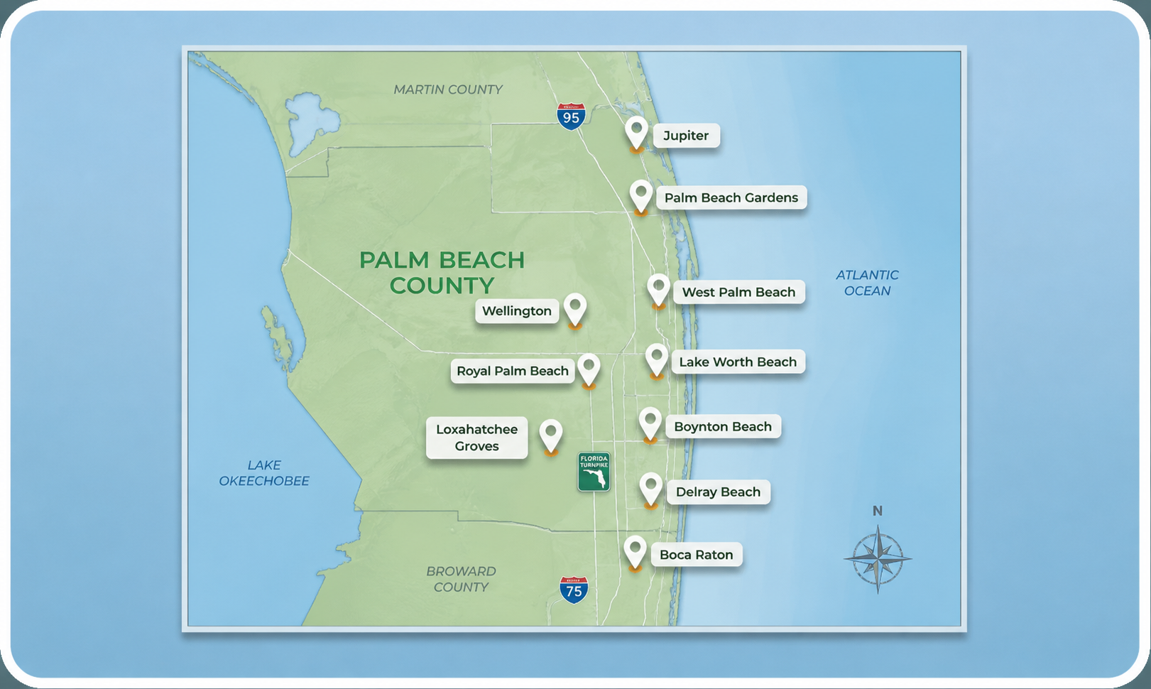 Pablo Reynoso Landscaping Palm Beach County service areas map