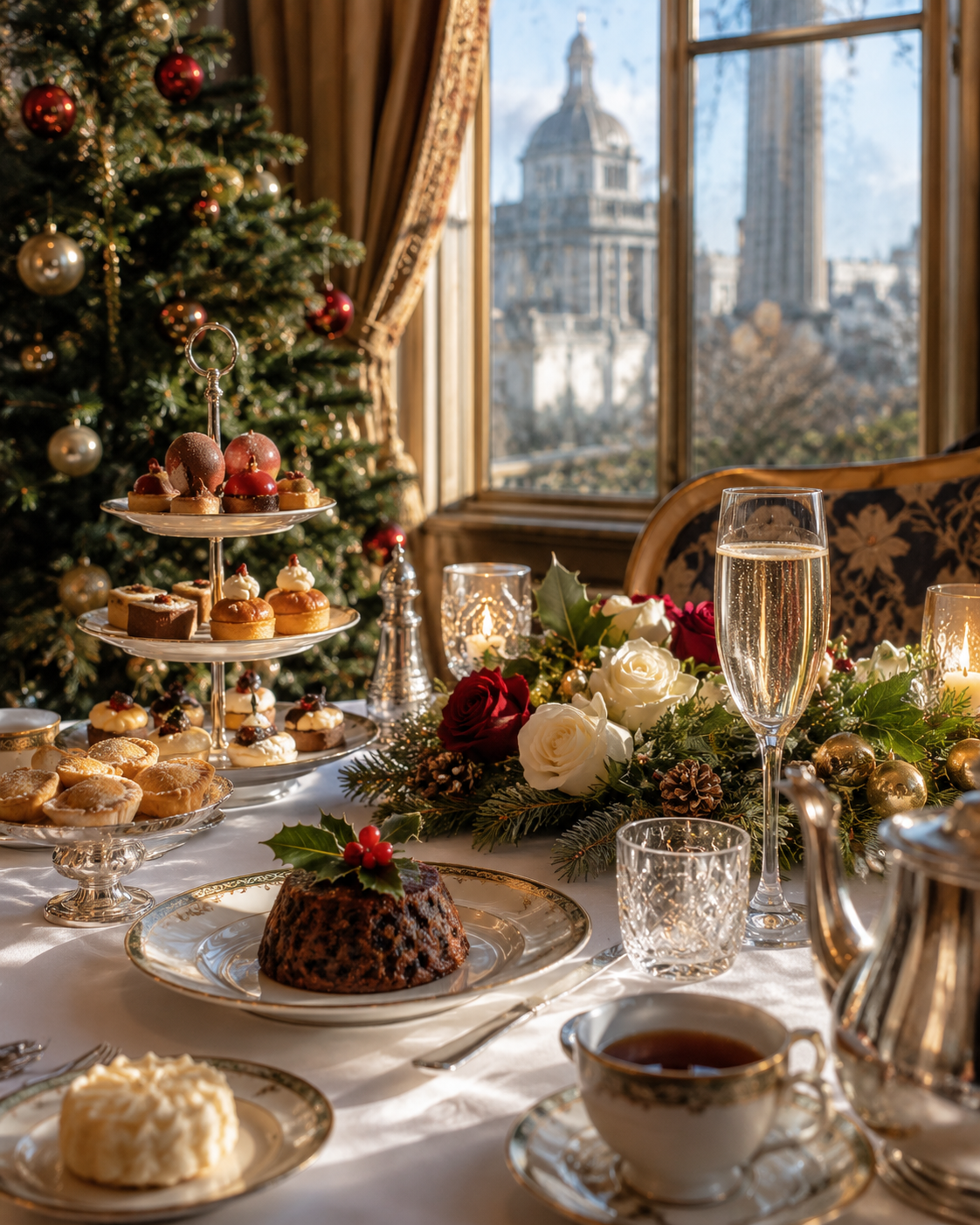 A festive afternoon tea stand