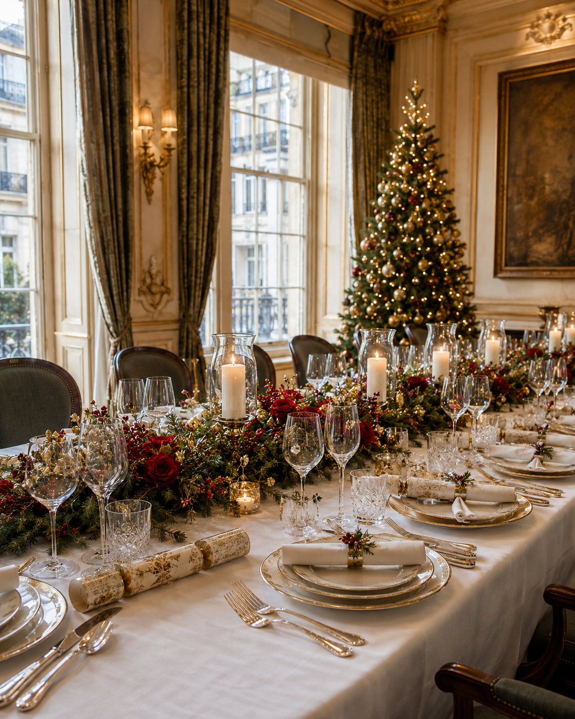 A festive table with a view of Big Ben