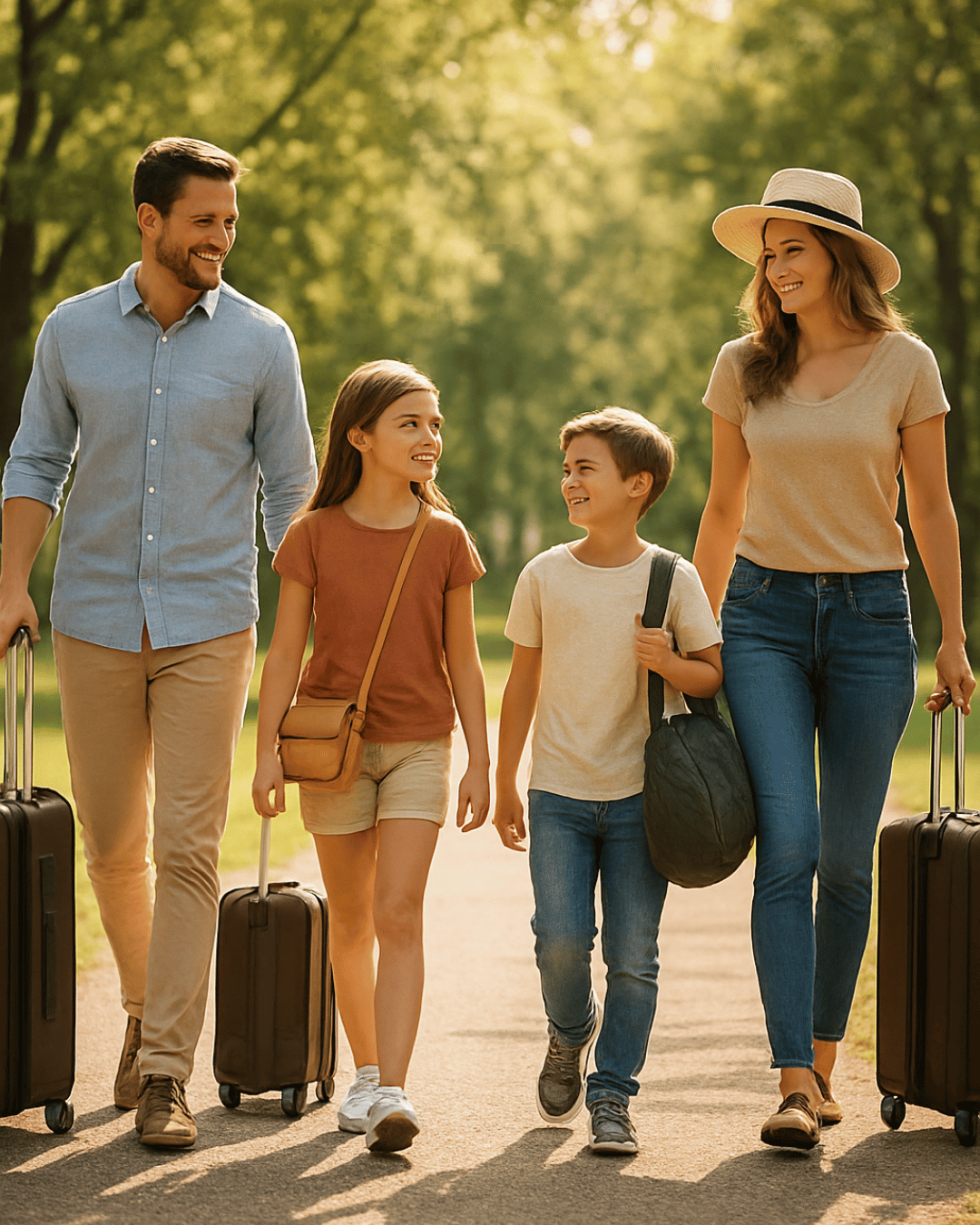 Family walking outside