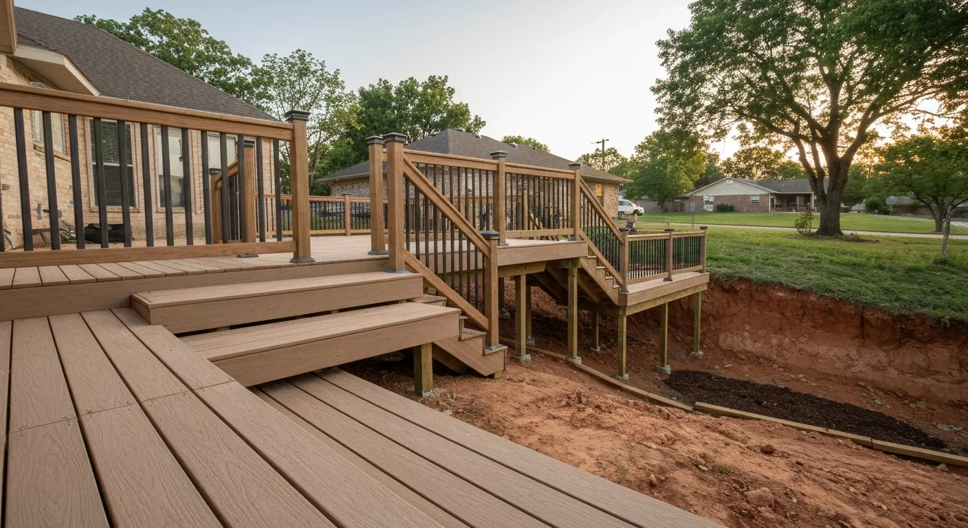 Multi-level deck on sloped yard