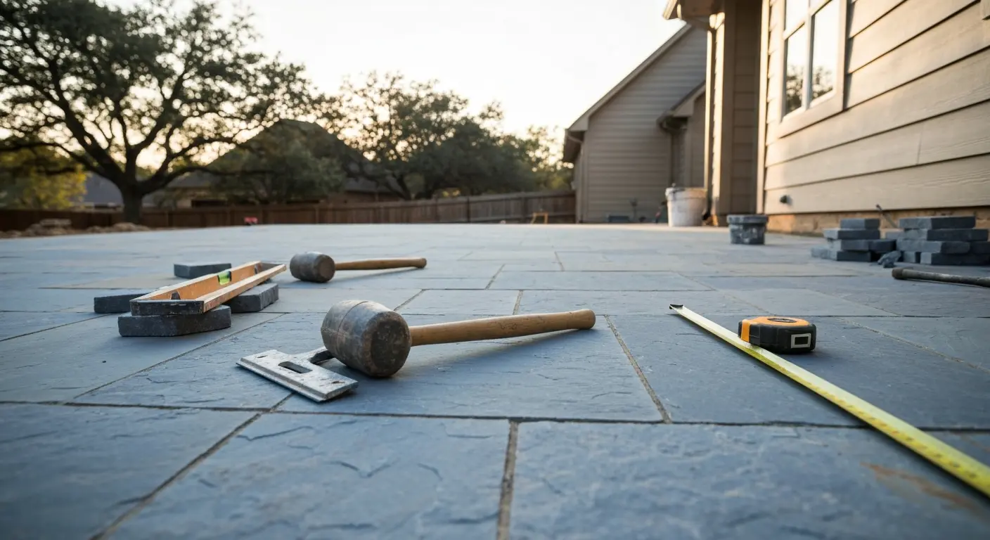 Stone patio installation