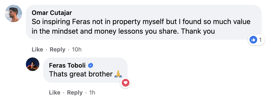Facebook comment on Feras Toboli's book