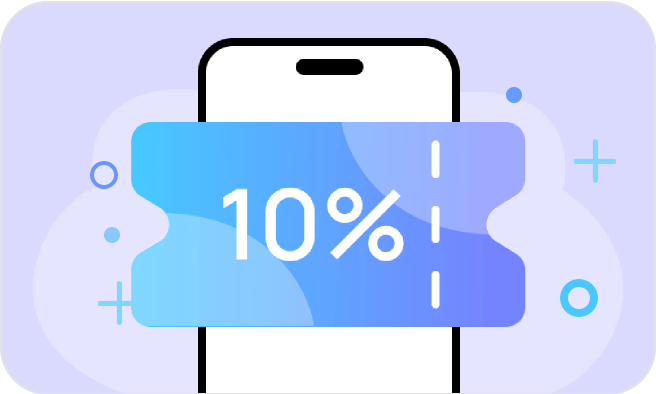 Digital loyalty rewards showing 10% discount offer on mobile phone for instant customer engagement