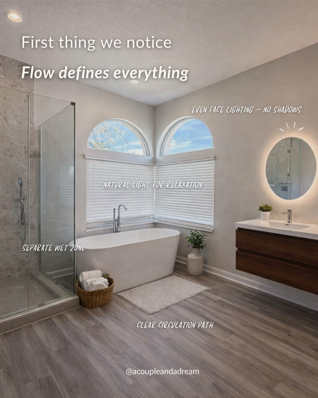 Tampa Bay primary bathroom — after transformation by A Couple & A Dream
