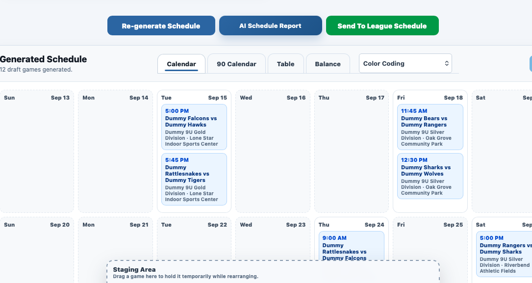 SportChatPro league scheduling platform