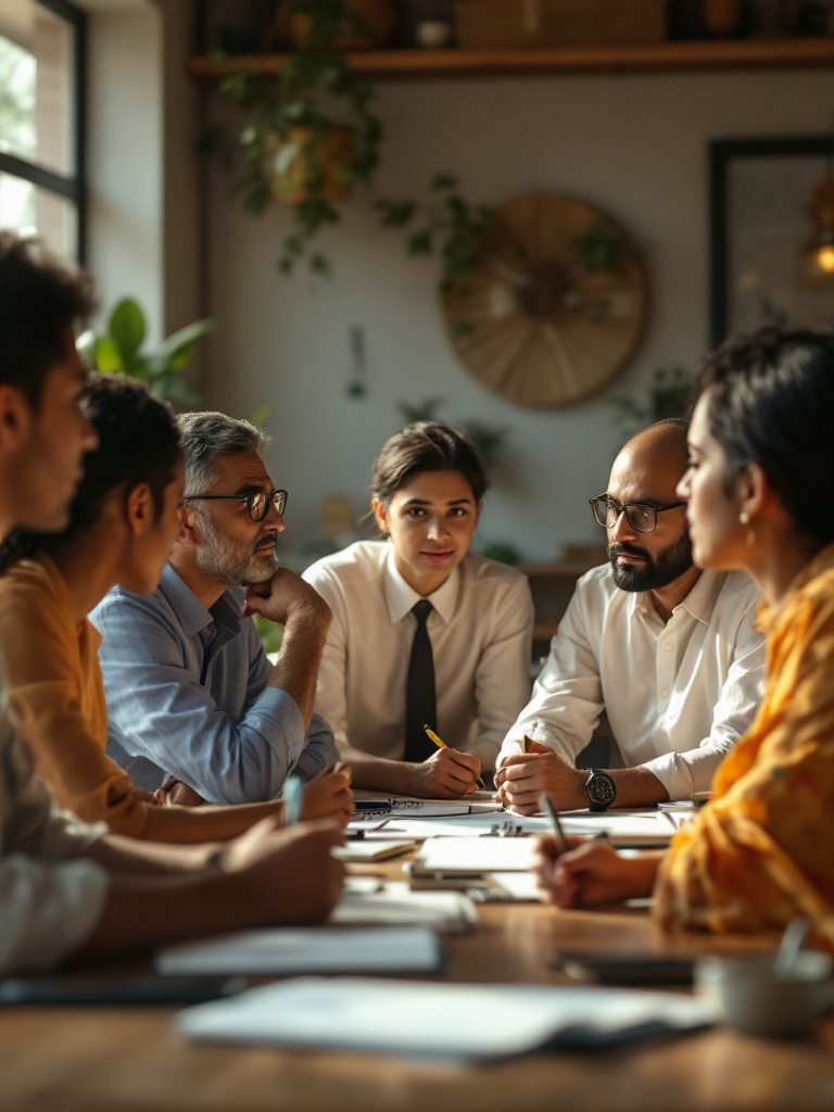 Preschool leaders meeting around a table