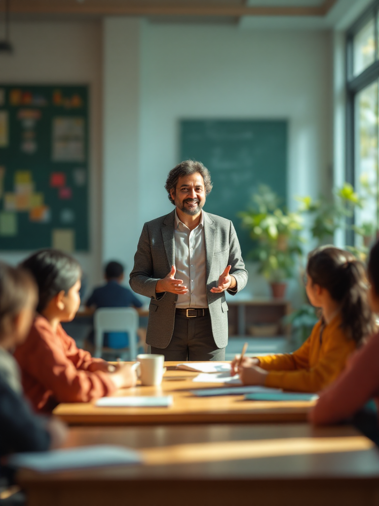 A school leader addressing teachers