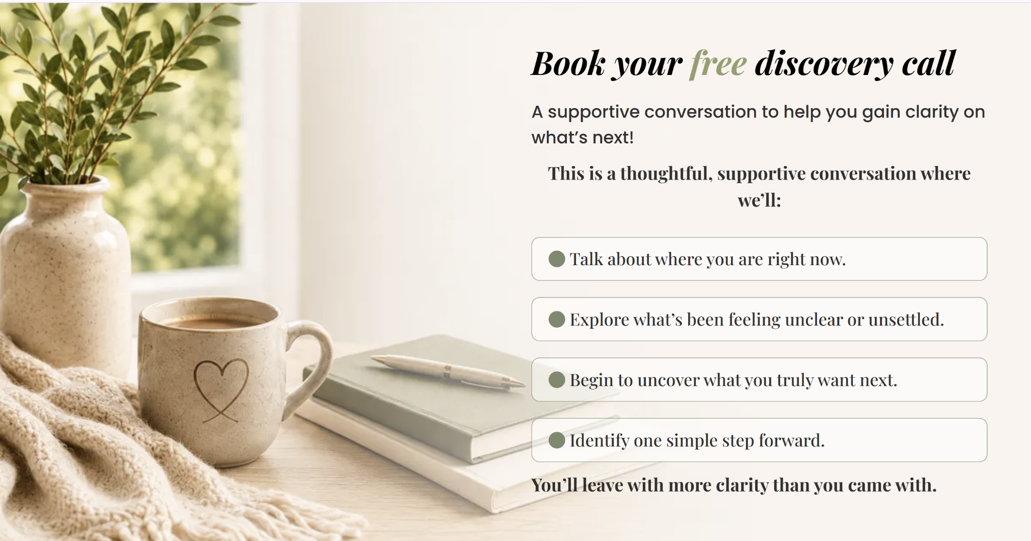 Carol coaching funnel discovery call page