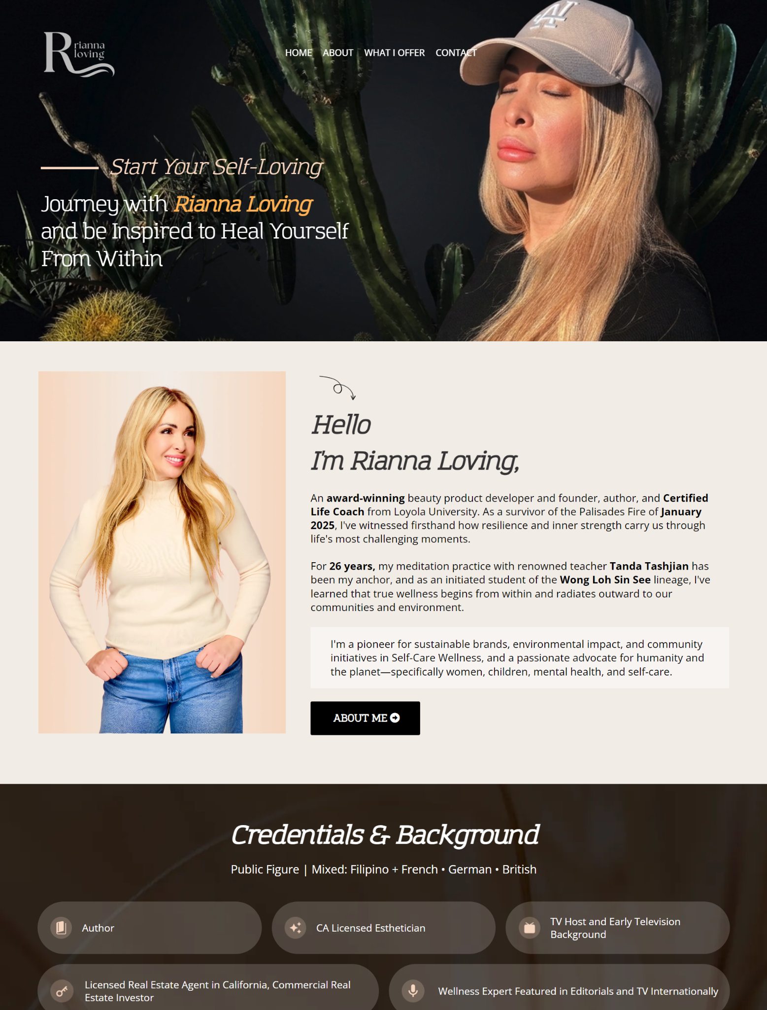 Rianna Loving coaching website by Aura