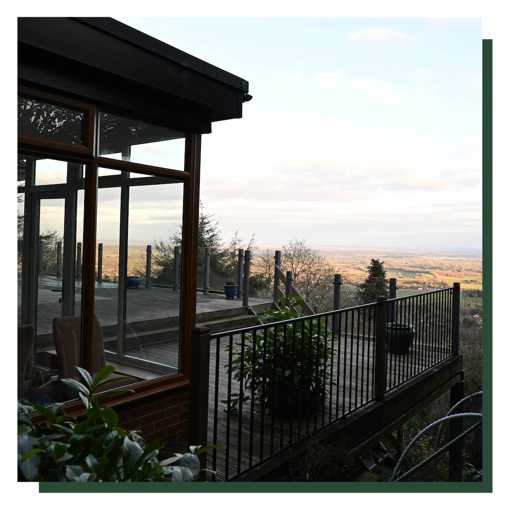 Decking balcony with view of Malvern