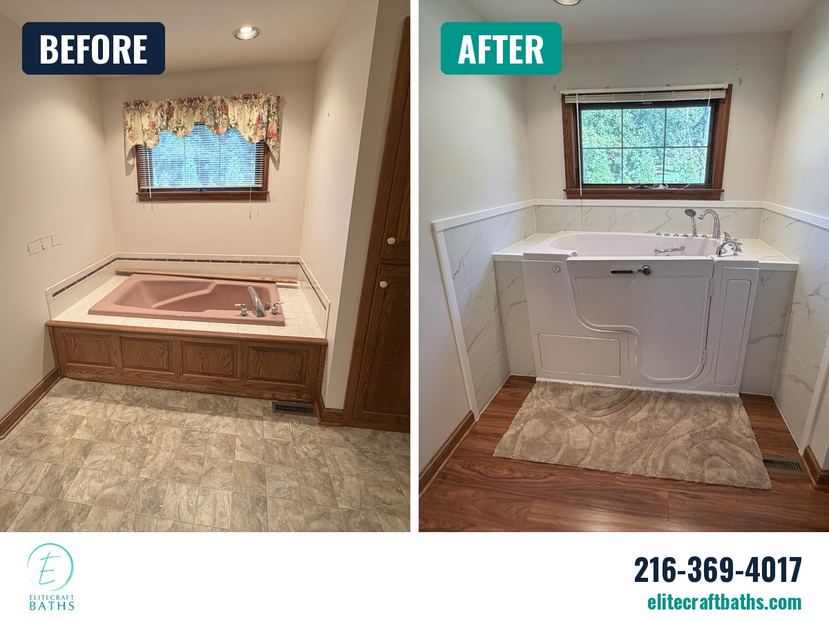 Before and after of a tub replacement