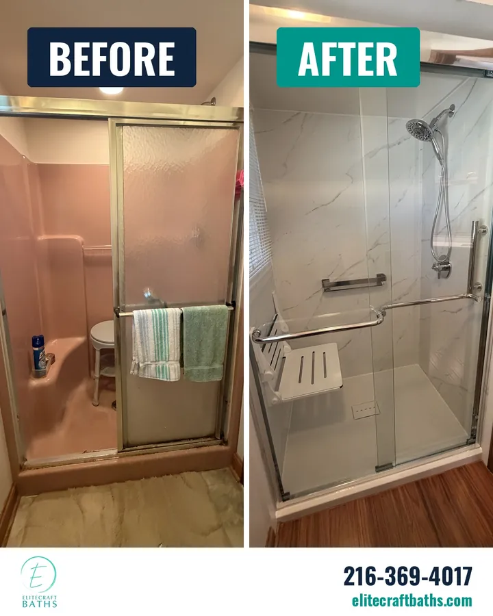 Shower before and after