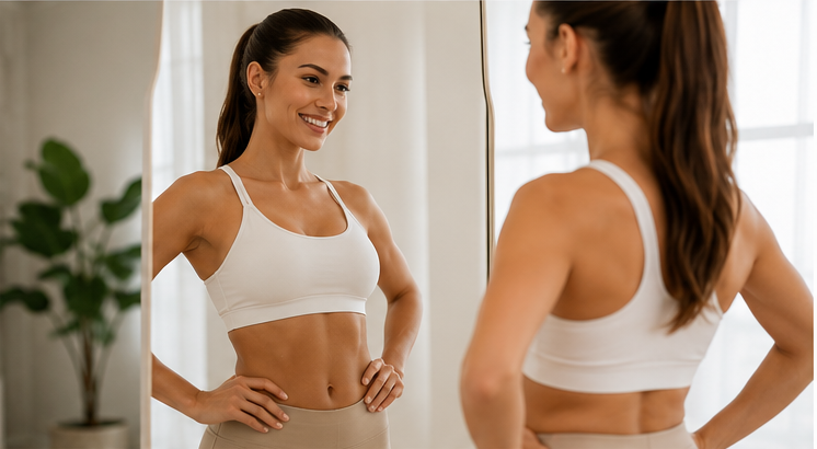 Woman feeling confident about her body