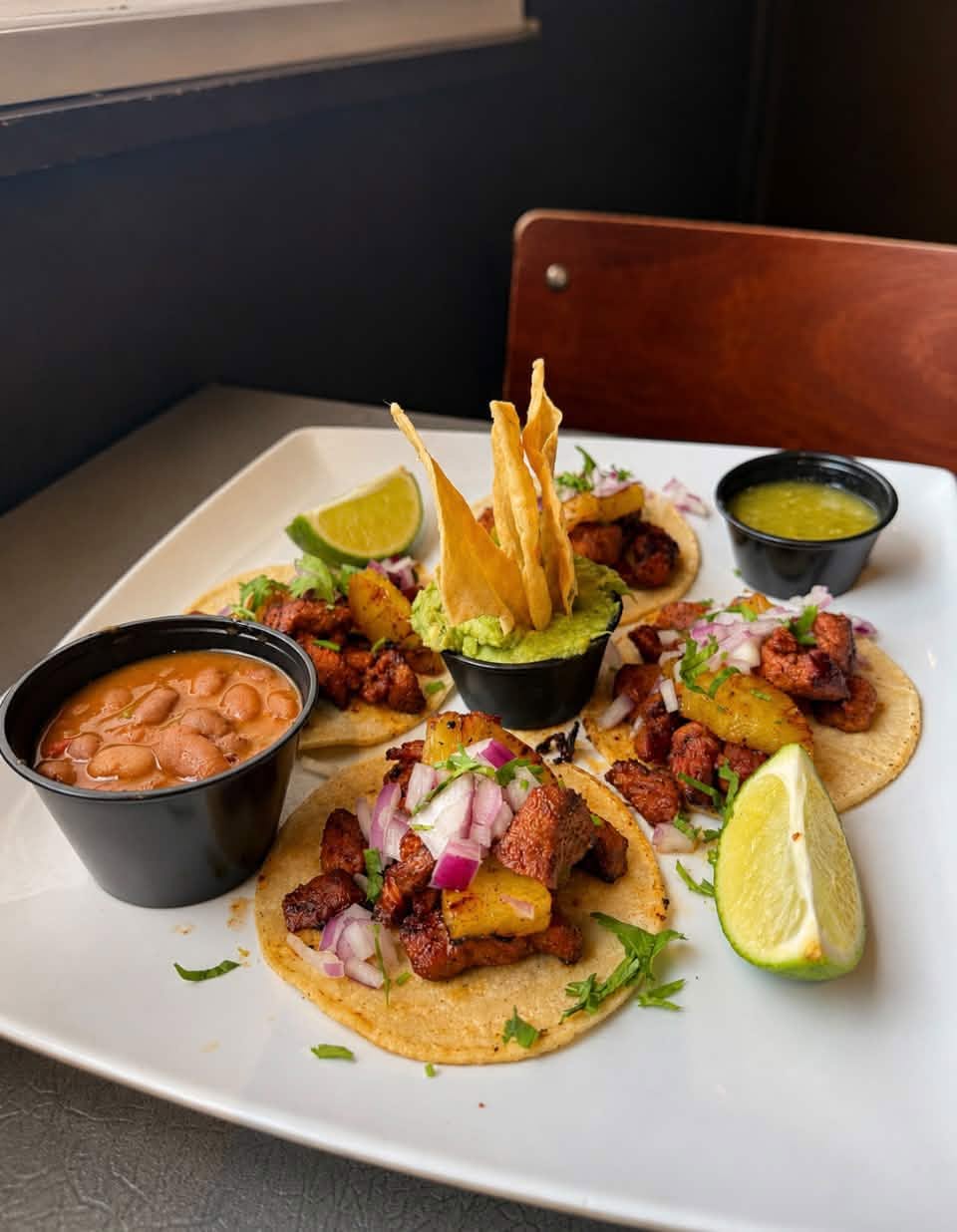 Tacos al Pastor with grilled pineapple