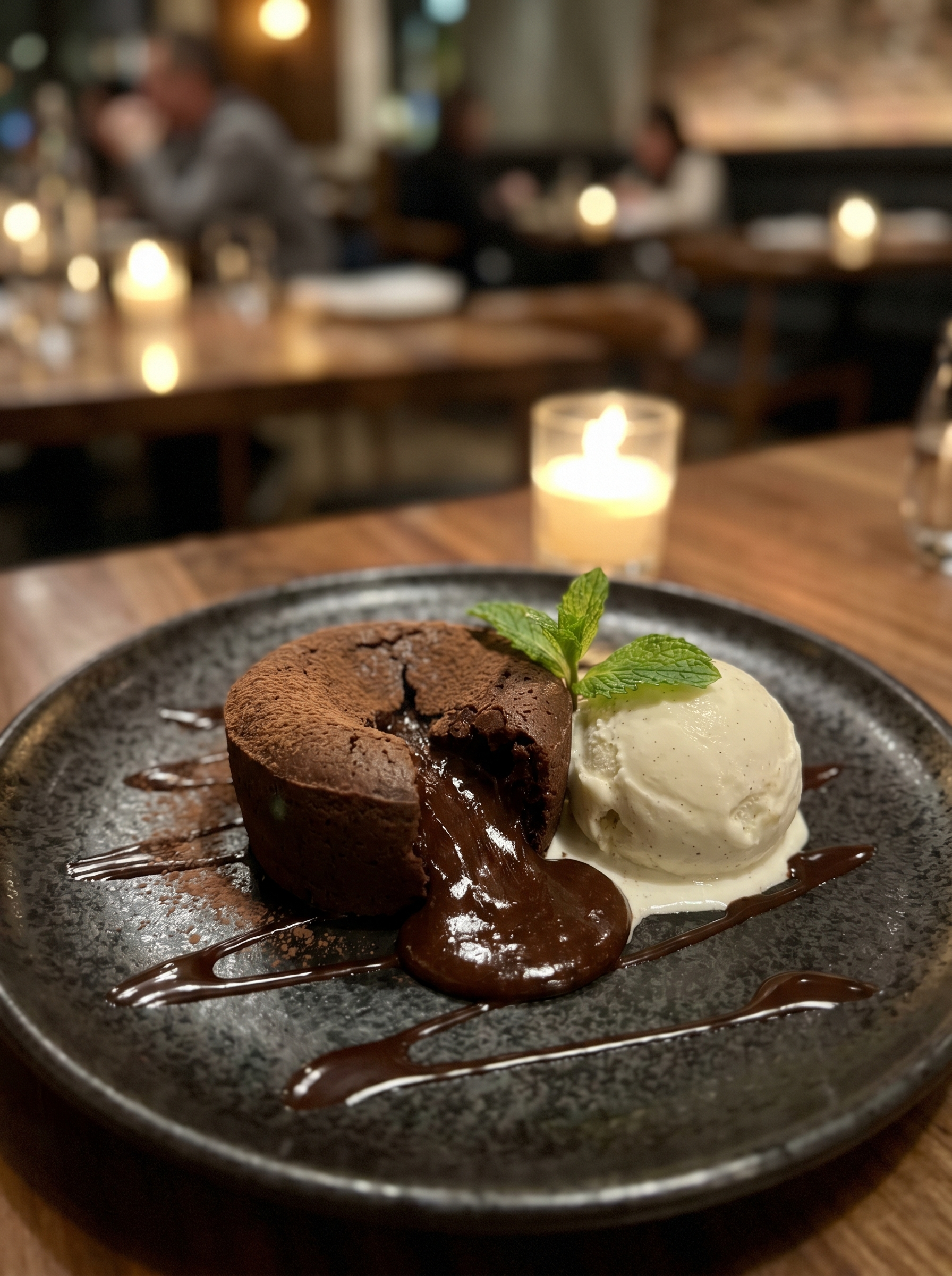 Chocolate lava cake with housemade gelato