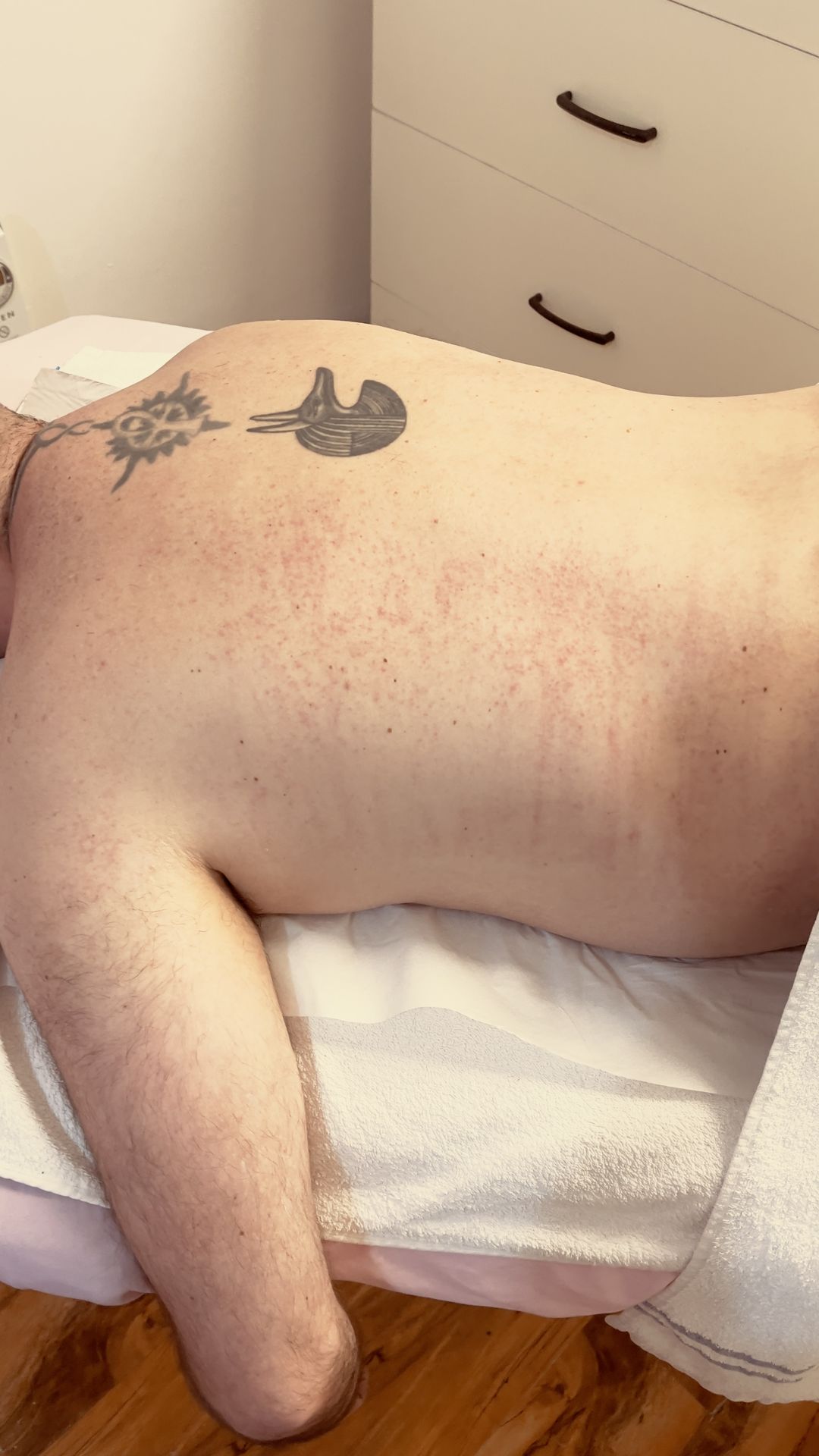 Real client back after waxing, smooth result, at Male Waxing London Harlesden studio