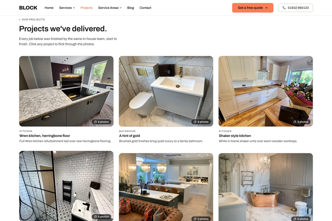 A contractor website built by GroundWork OS, shown on its projects page
