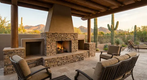 phoenix arizona outdoor kitchen and fireplace
