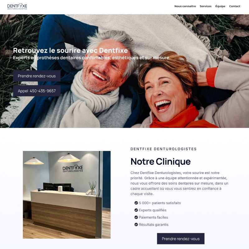 Exemple de site Dentfixe Denturologistes