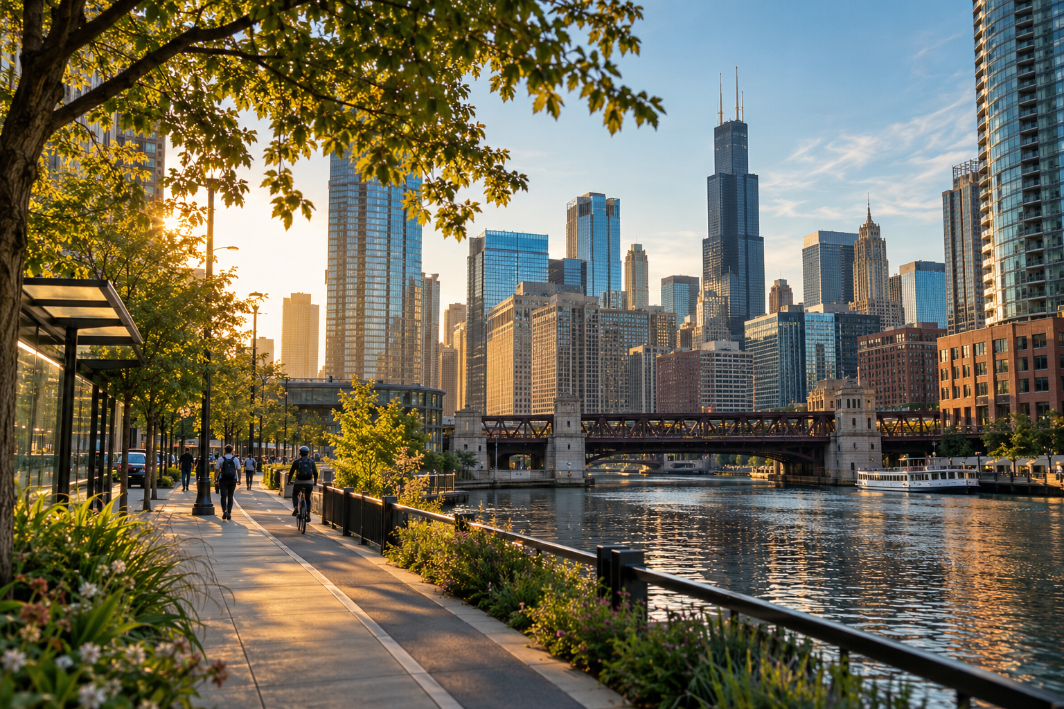 Chicago river and neighborhoods