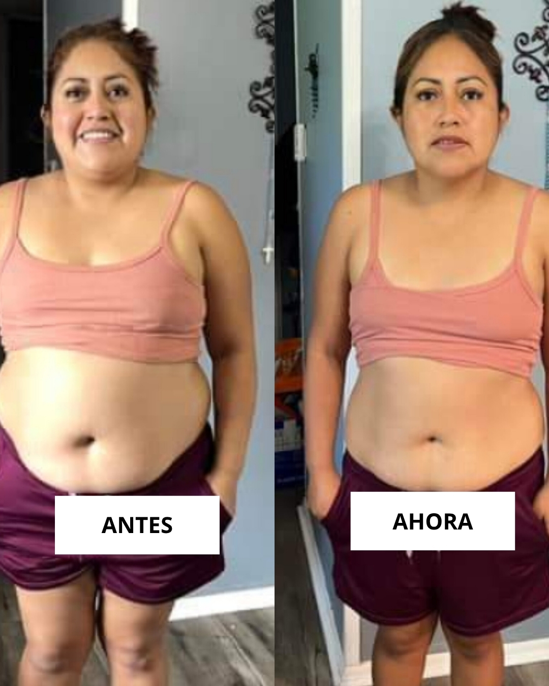 Comparación del antes y después de una participante del método