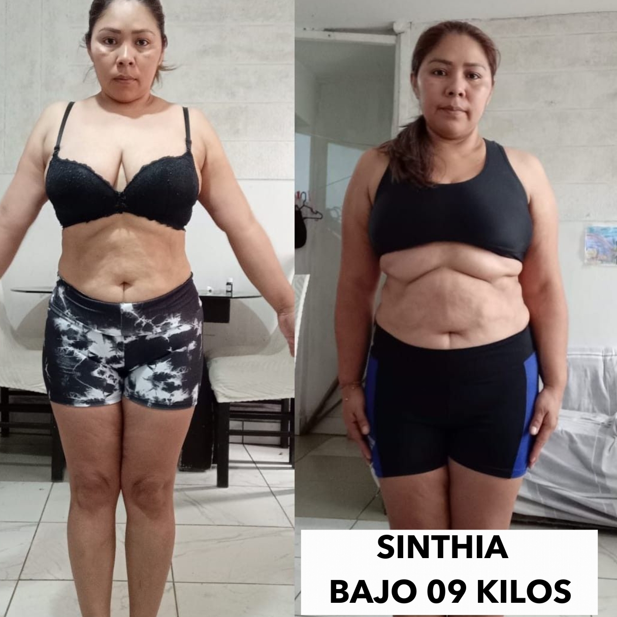 Comparación del antes y después de una participante del método