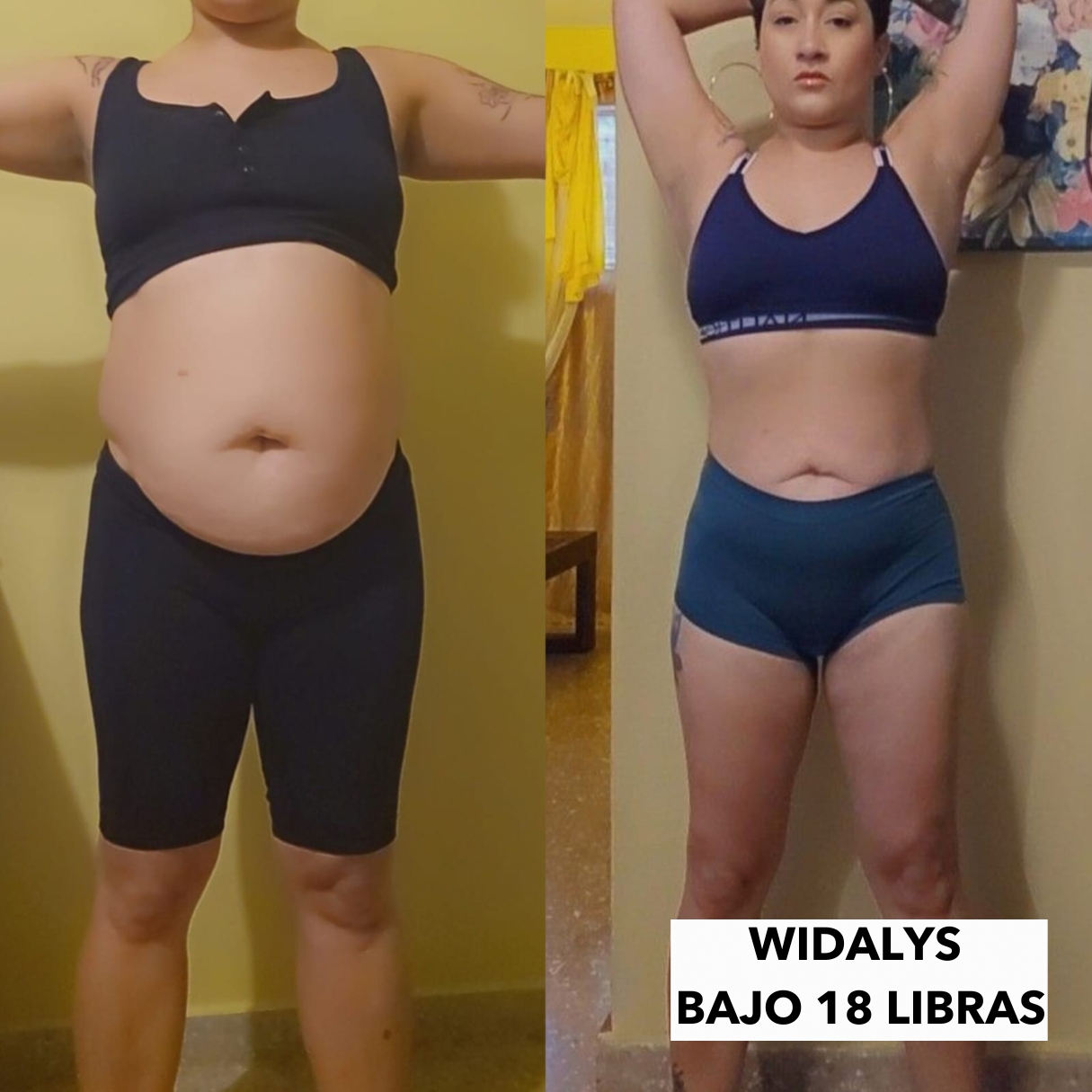 Comparación del antes y después de una participante del método