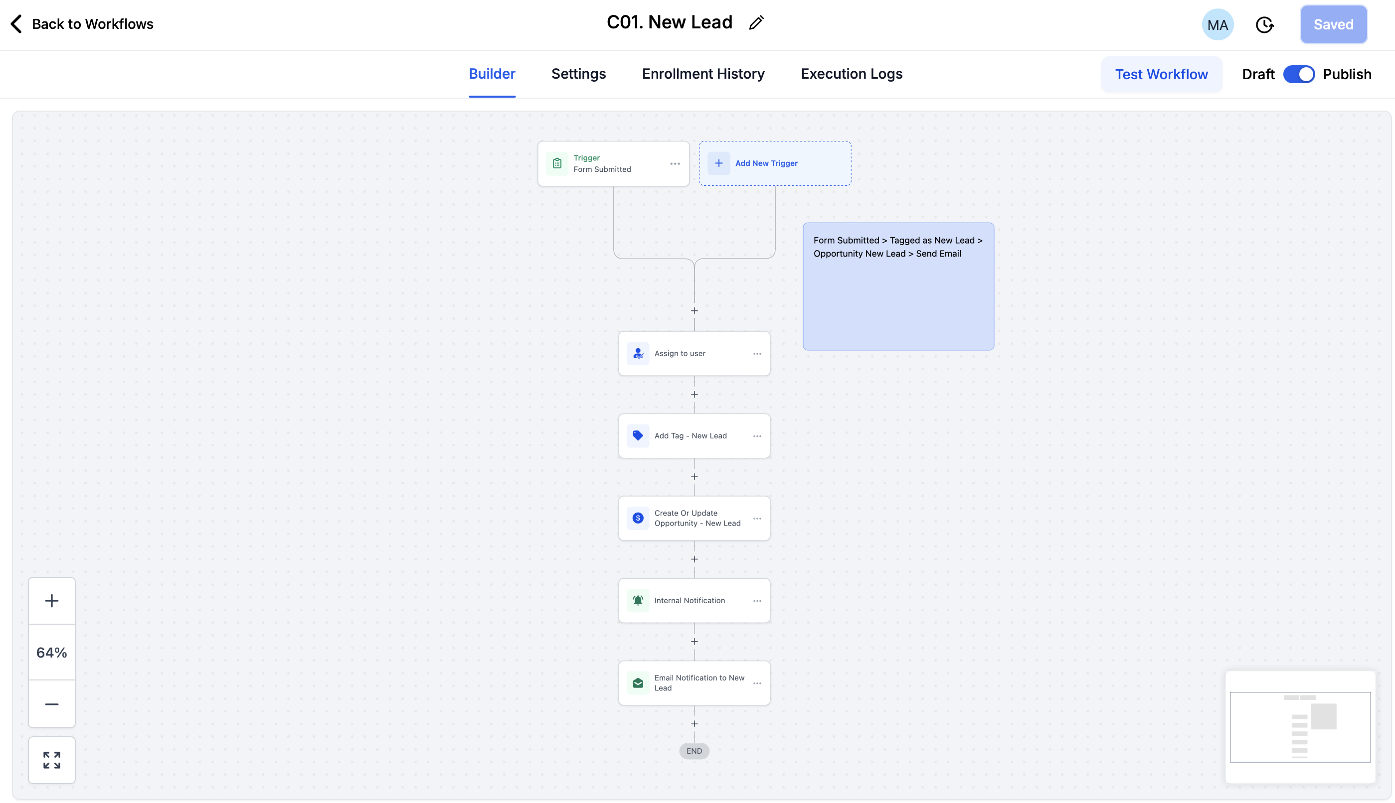 CRM automation screenshot