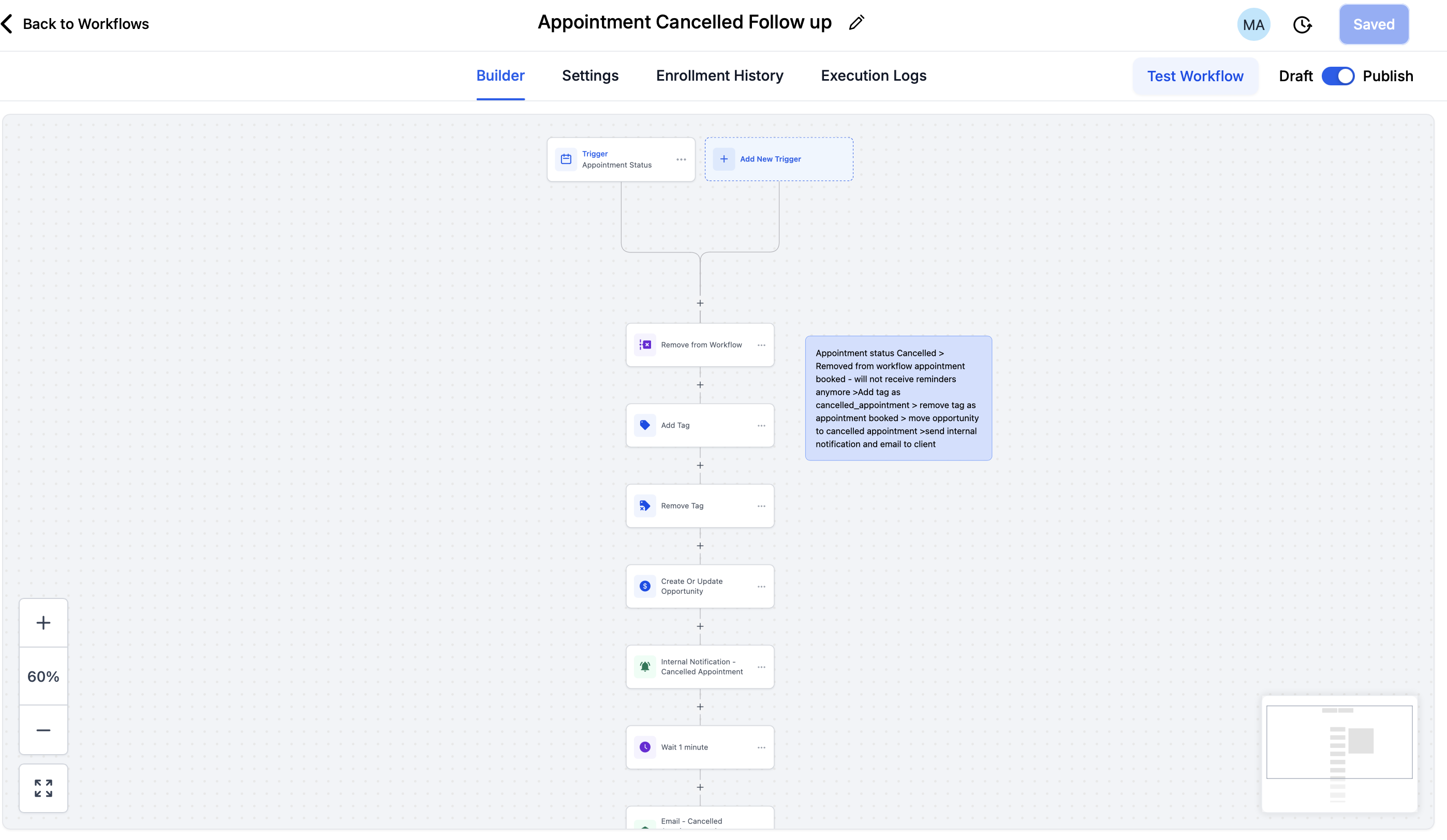 GoHighLevel workflow screenshot