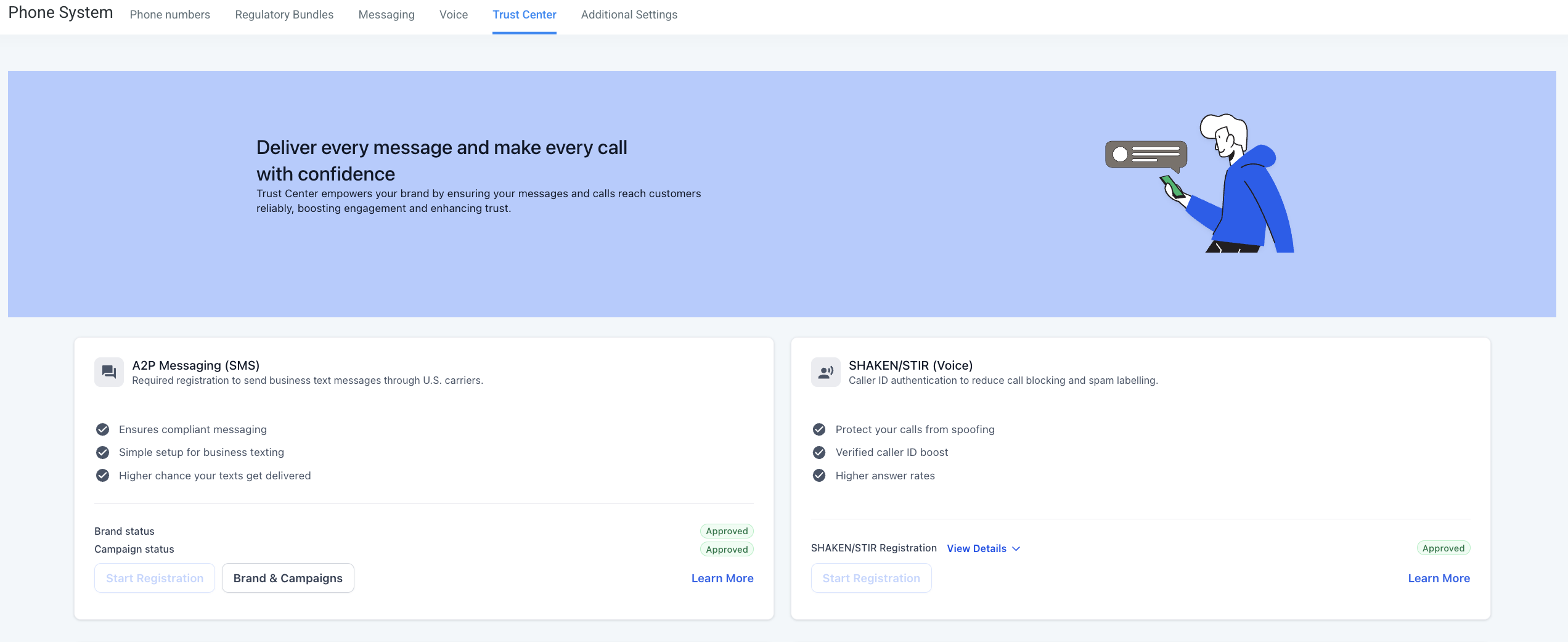 Messaging compliance screenshot