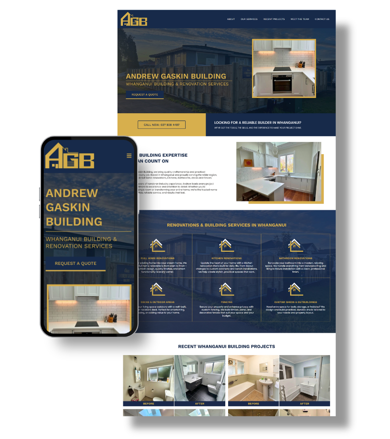 Clean, modern website layout designed for home improvement businesses in New Zealand