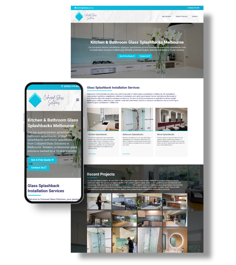 Mobile-responsive website design showcasing services and contact options