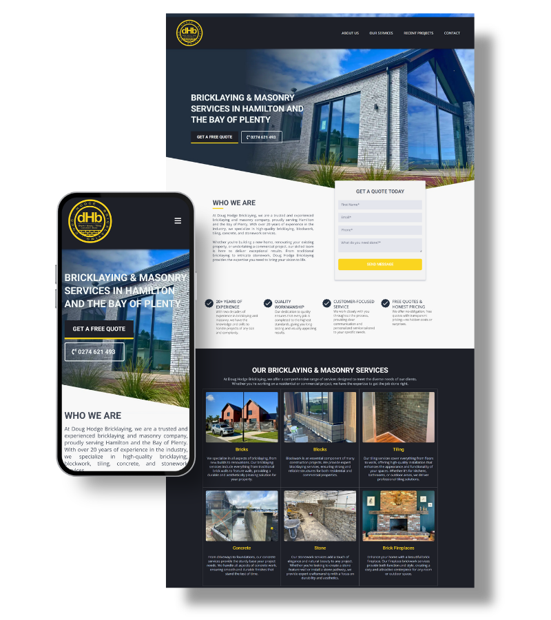 Website layout example optimized for lead generation and conversions