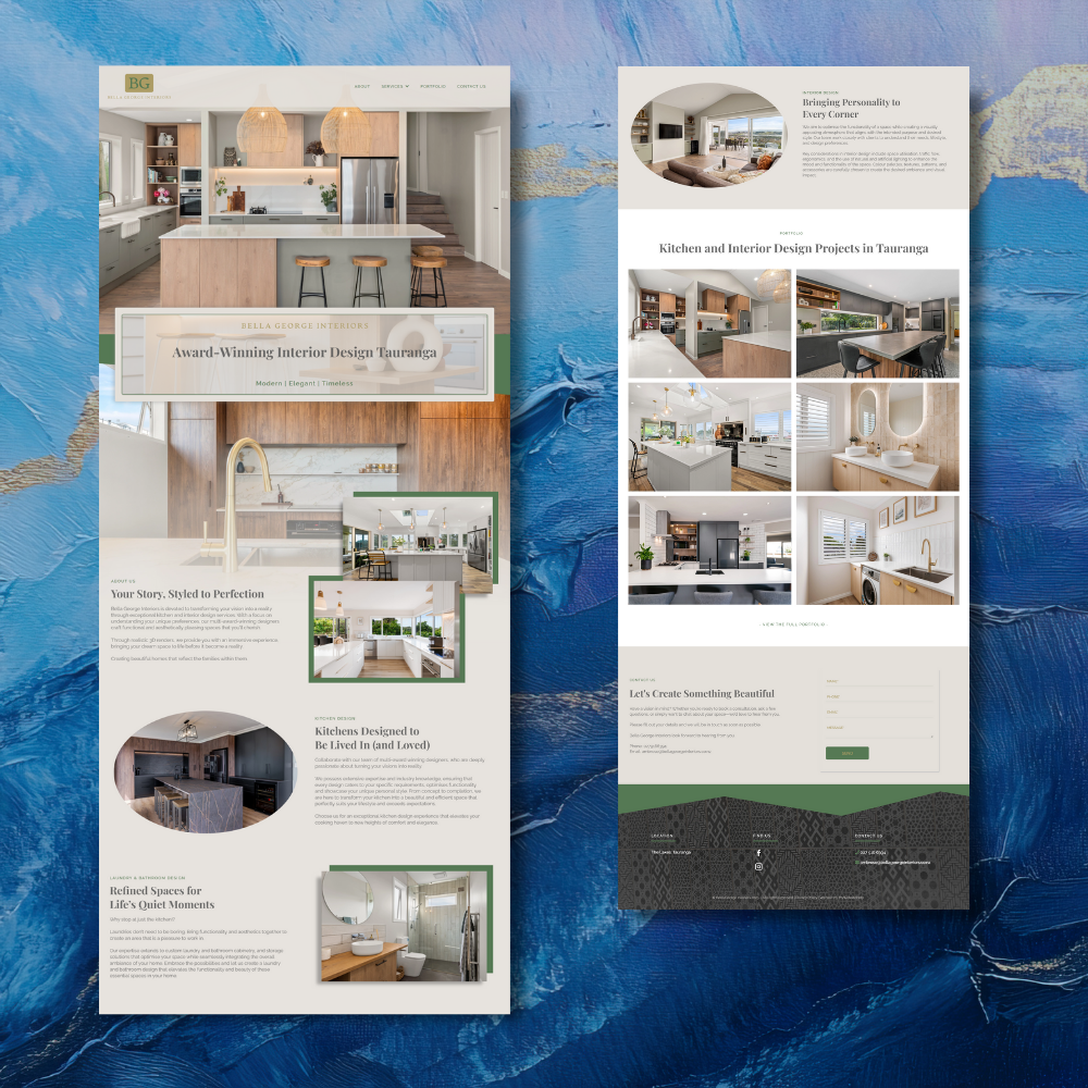 Homepage design example showing SEO-friendly structure for NZ businesses
