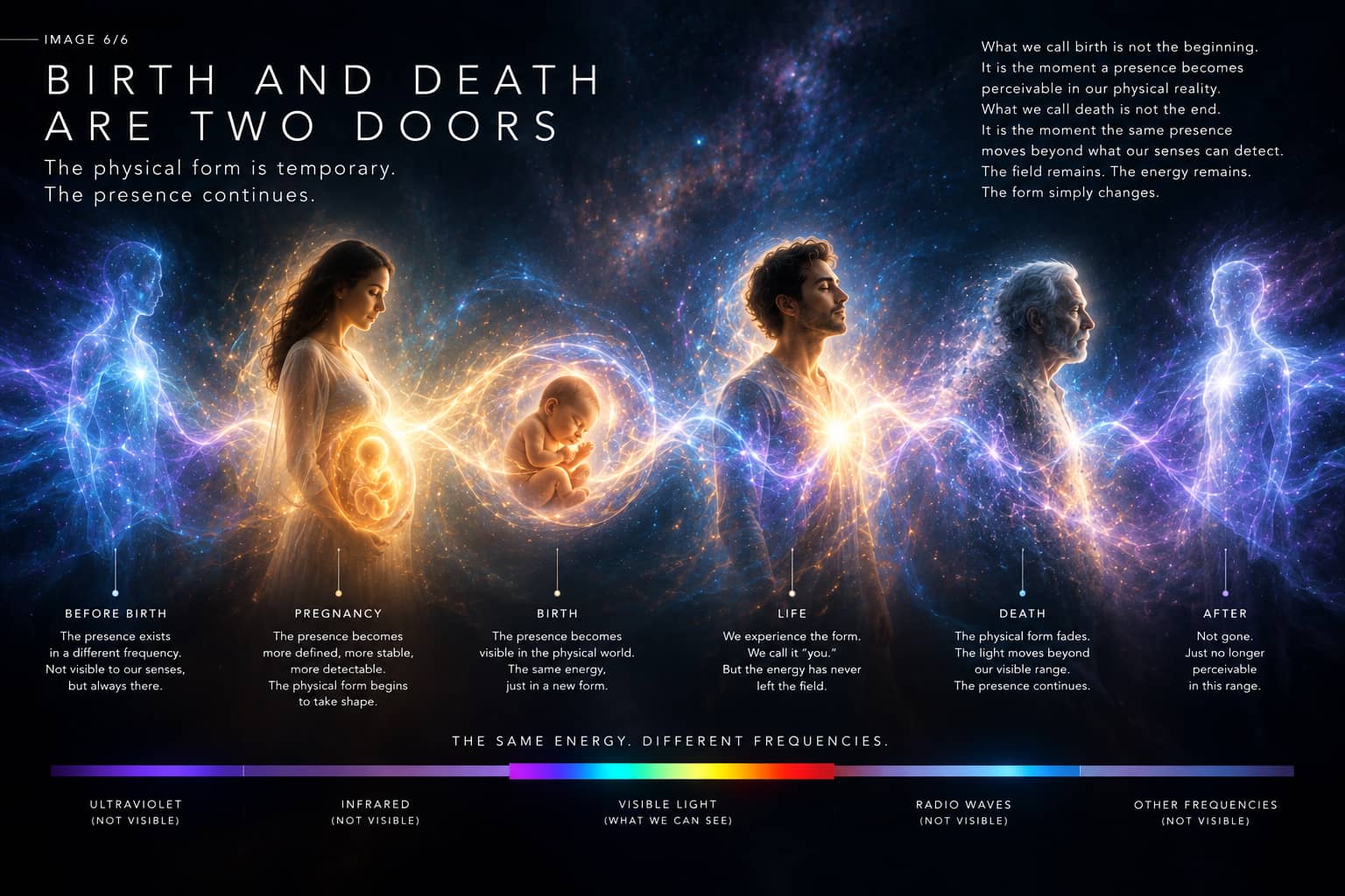 Birth and Death Are Two Doors - the same energy at different frequencies across the life cycle Birth and Death Are Two Doors - the same energy at different frequencies across the life cycle
