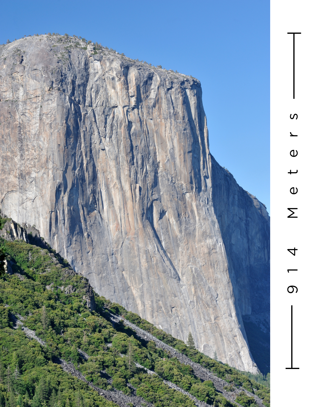 El Capitan Mountain - A sheer cliff face. 914 Meters. El Capitan Mountain - A sheer cliff face. 914 Meters.
