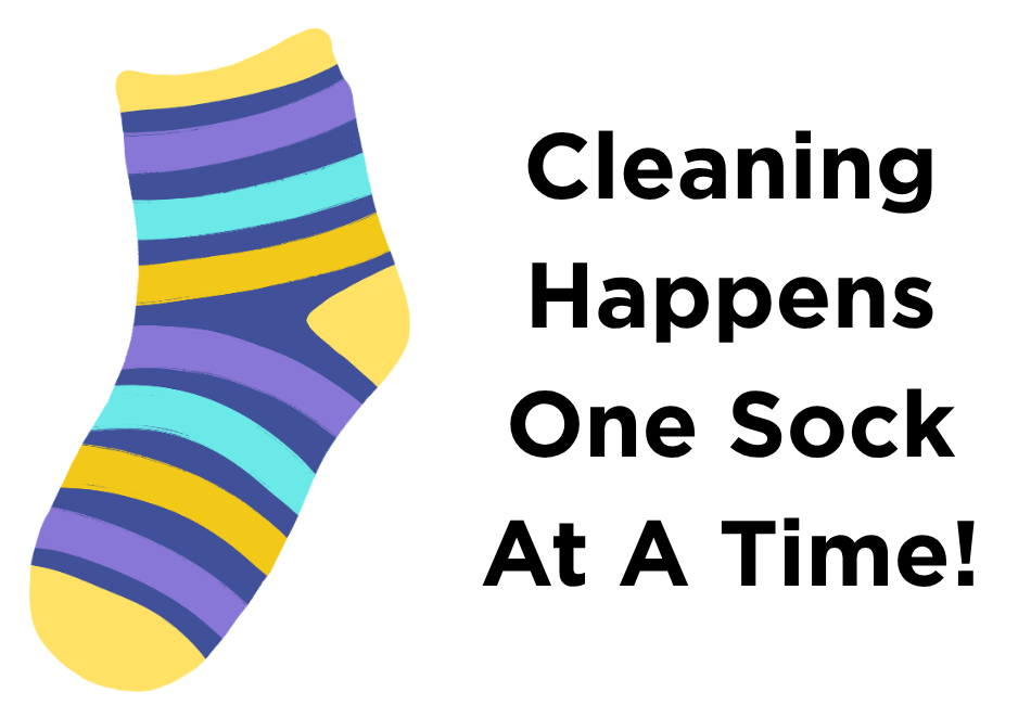 A colourful striped sock. Cleaning happens one sock at a time! A colourful striped sock. Cleaning happens one sock at a time!