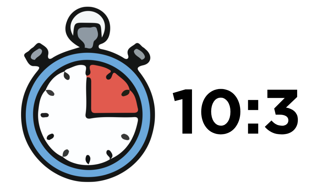 A timer with a 15 minute red section, and 10:3 A timer with a 15 minute red section, and 10:3