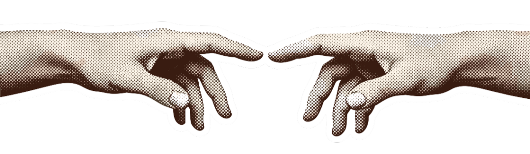 Two hands reaching out to touch