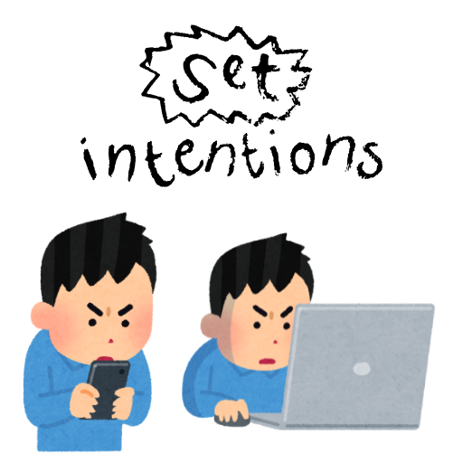 Man on phone. Man on computer. Set intentions. Reducing screentime.