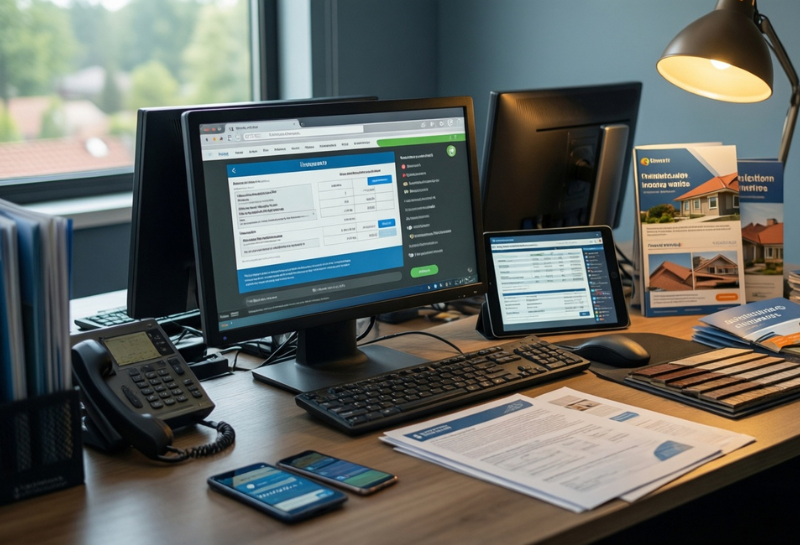 Business dashboard receiving customer inquiries from multiple channels including phone, email, SMS, and social media.