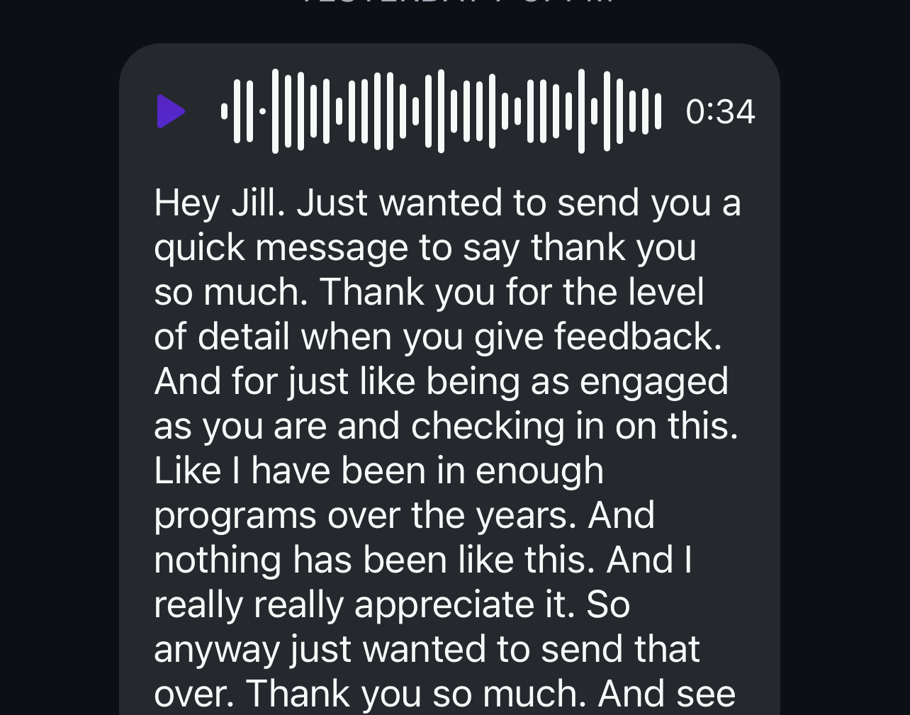 Client testimonial