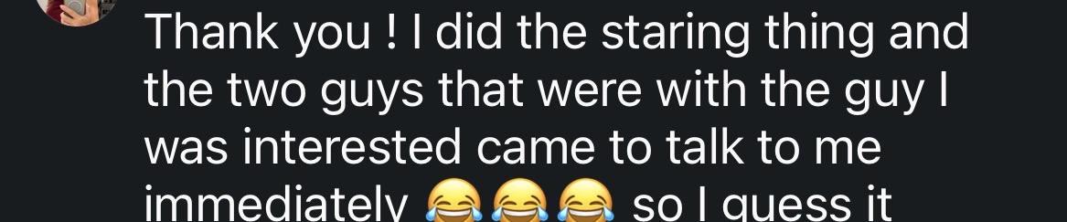 Message from a woman sharing her result