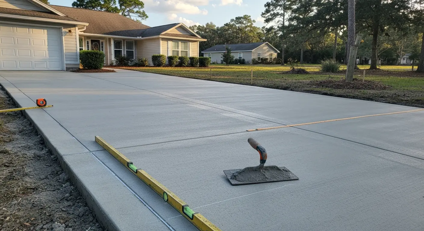 Concrete driveway installation