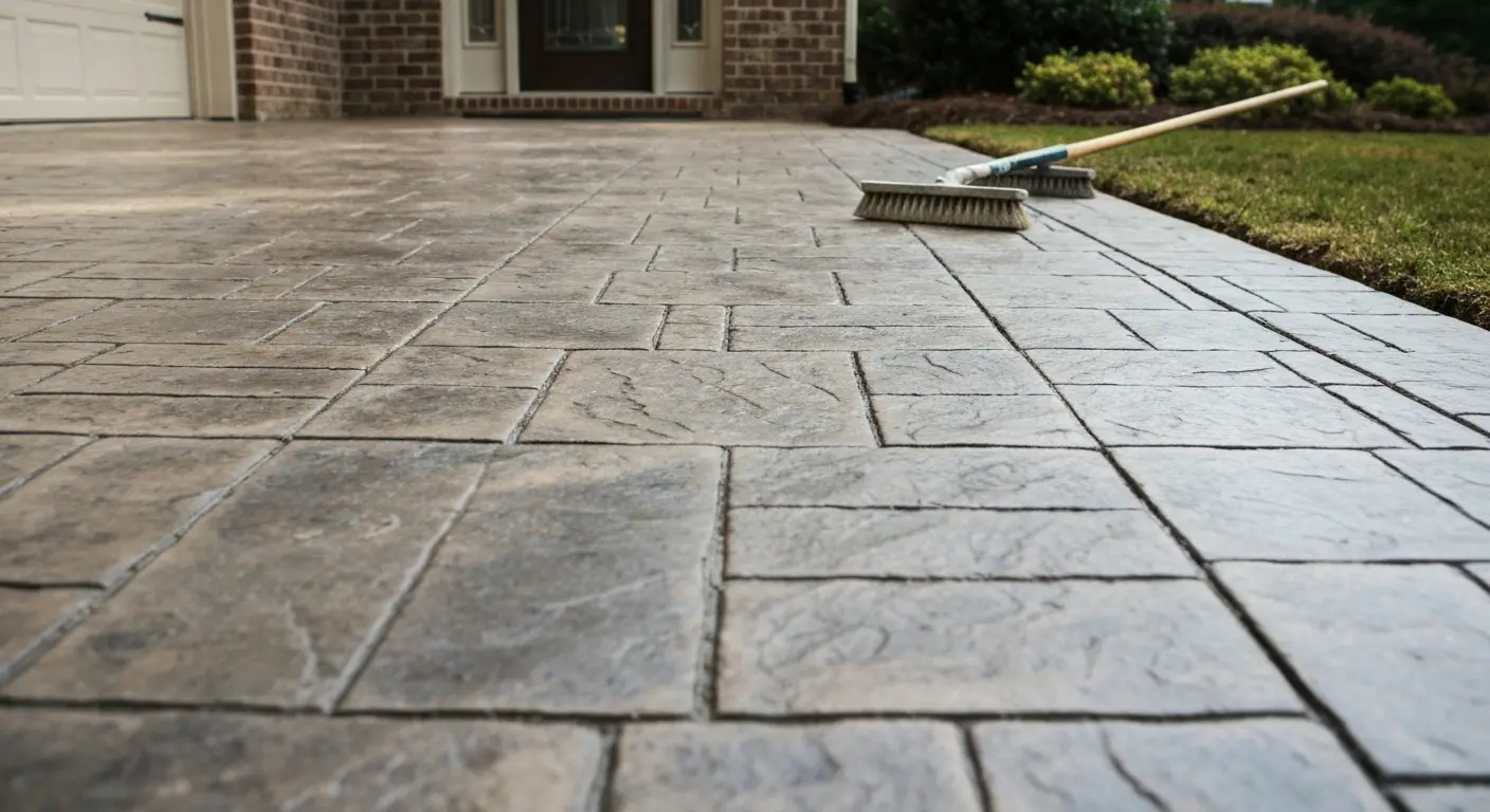Stamped concrete driveway